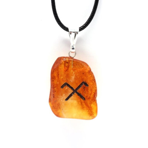 Pulēta dzintara kulons amulets ar Jumi