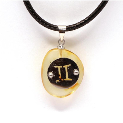 Dzintara Kulons Amulets ar Zīmi "Dvīņi"