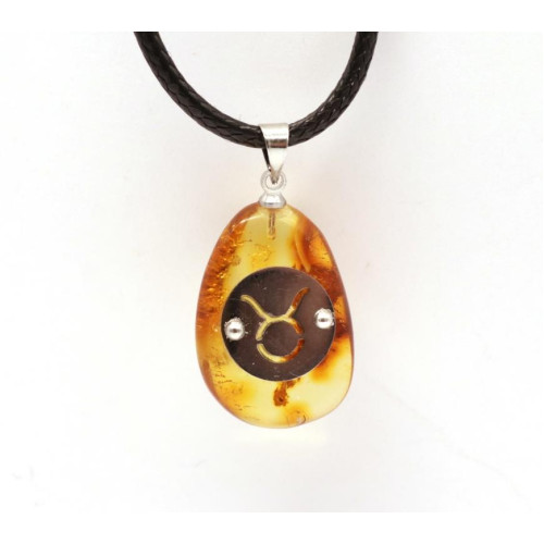 Dzintara Kulons Amulets ar Zīmi "Vērsis"