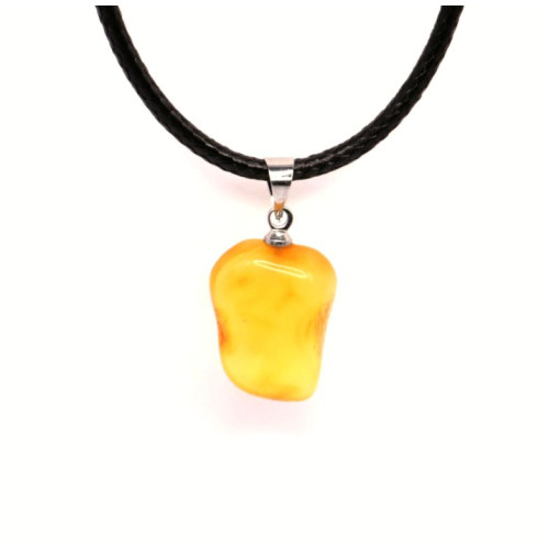 Dzintara kulons amulets olas dzeltenuma krāsā 13