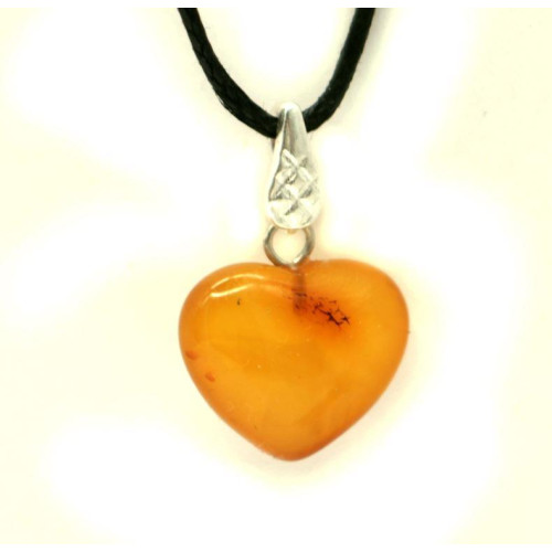 Sirds formas dzintara kulons amulets olas dzeltenuma krāsā 