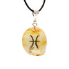 Baltijas dzintara kulons amulets dzeltenā krāsā ar zodiaka zīmi "Zivis" Sudrabs 925