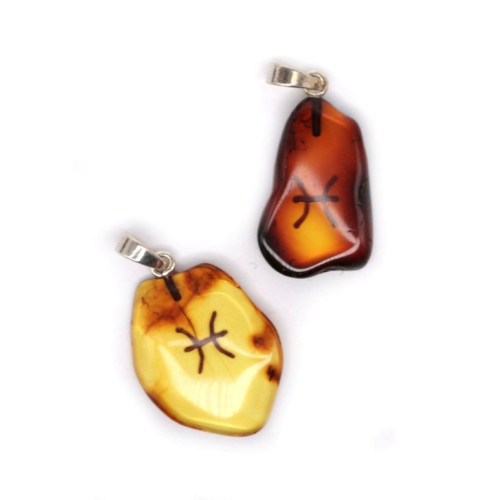 Baltijas dzintara kulons amulets medus krāsā ar zodiaka zīmi Sudrabs 925